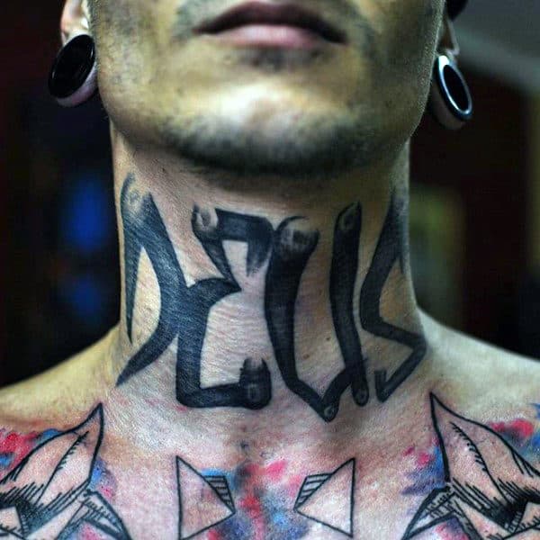 Neck Street Art Graffiti Tag Word On Neck For Men