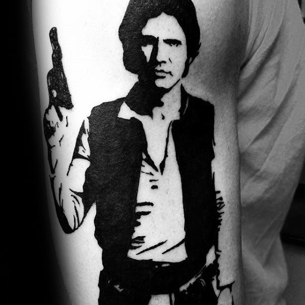Negative Space Arm Star Wars Han Solo Male Tattoo Designs