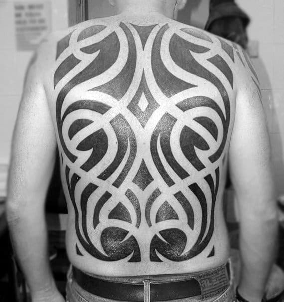 Negative Space Blackwork Awesome Tribal Tattoo Designs For Males