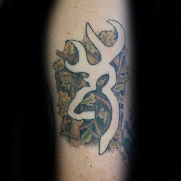 Negative Space Browning Camo Outdoors Arm Tattoos