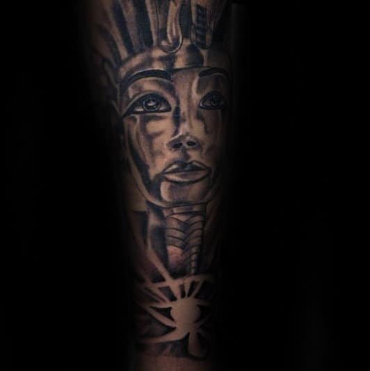 Negative Space Eye Of Ra Mens King Tut Forearm Sleeve Tattoos