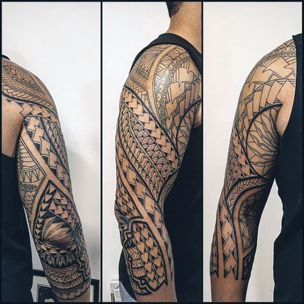 Negative Space Guys Unique Polynesian Tribal Half Sleeve Tattoos