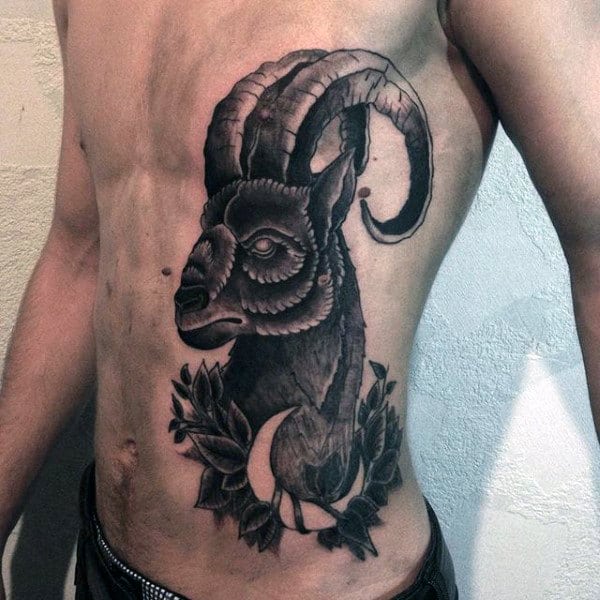 Negative Space Moon Guys Goat Ribs Tattoo