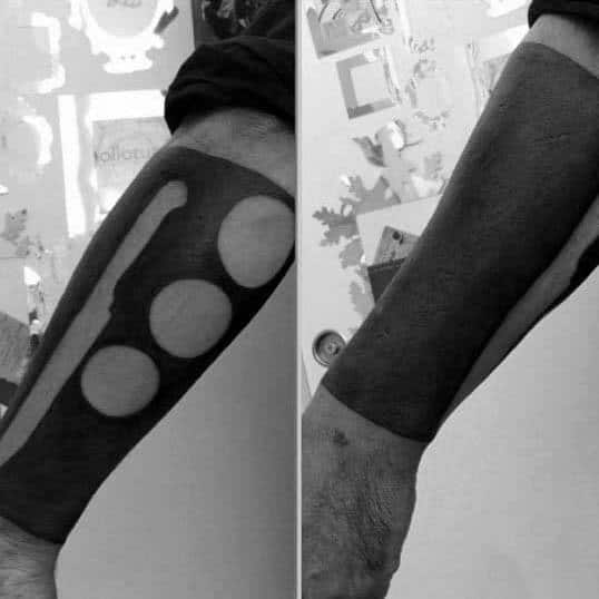 Negative Space Sushi Chef Knife Mens Sleeve Tattoo