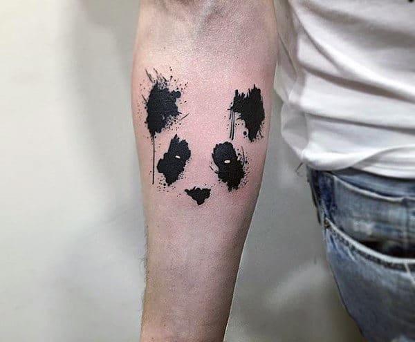 Negative Space Tattoos For Men Of Panda Bear Watercolor Design
