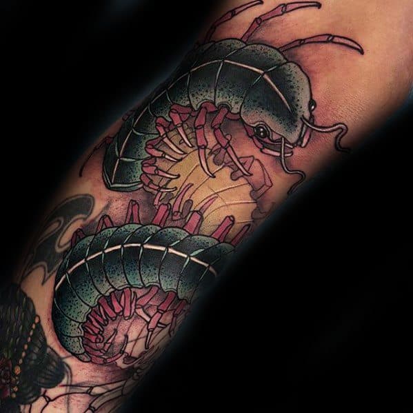 Neo Traditional Arm Unique Mens Centipede Tattoos