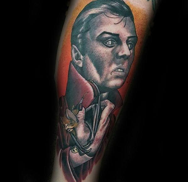 Neo Traditional Dracula Male Forearm Tattoos