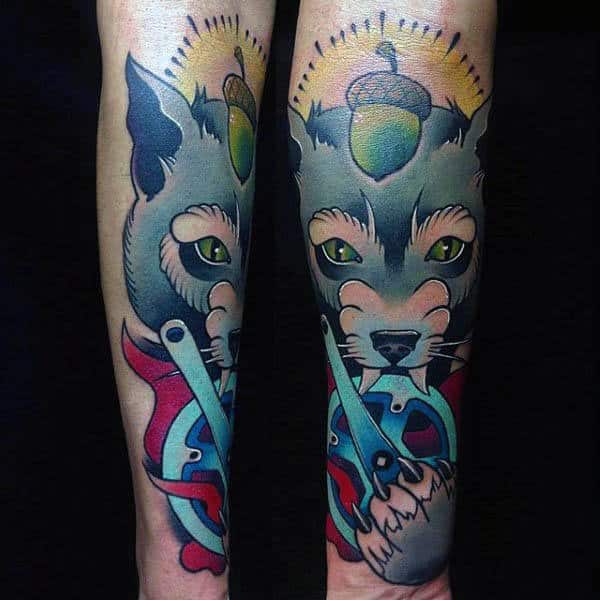 Neo Traditional Sharp Clawed Animal Tattoo Male Forearms