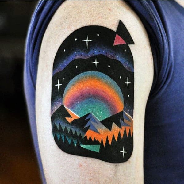 Neon Unique Mens Upper Arm Nature Tattoo Ideas