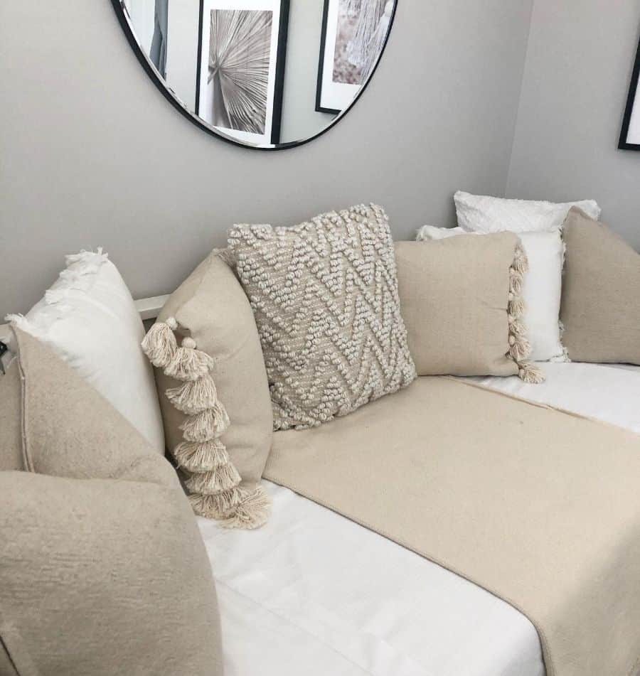 neutral color guest bedroom wall mirror