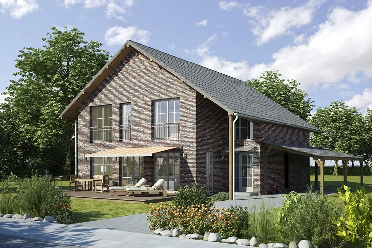 small attached carport brick home