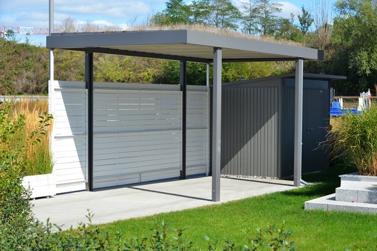 metal carport with green roof