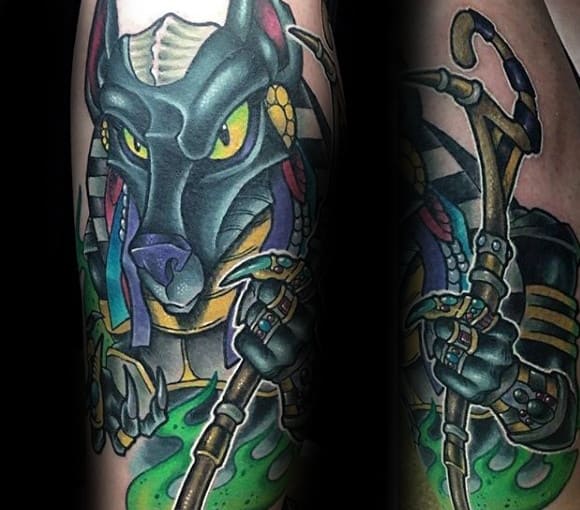 New School Anubis Mens Arm Tattoos