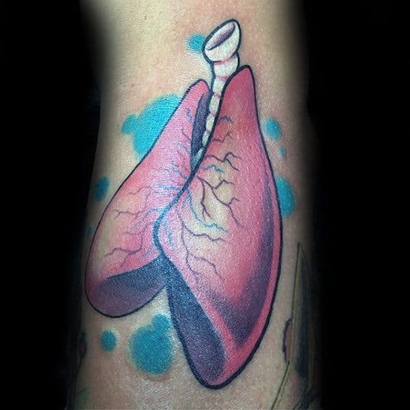 New School Arm Gentleman With Lung Tattoo