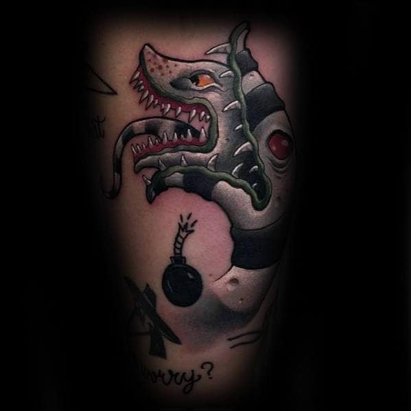 New School Beetlejuice Snakeworm Mens Tattoo