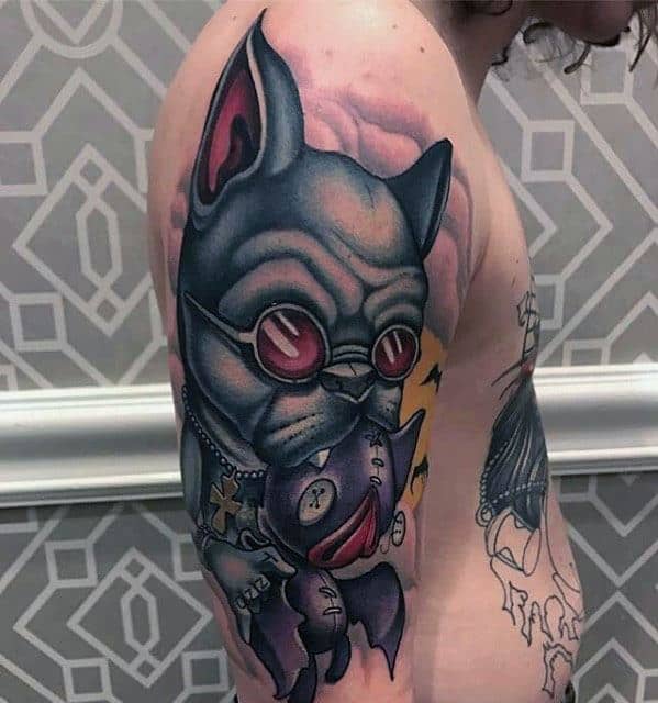 New School Bulldog Guys Arm Tattoo