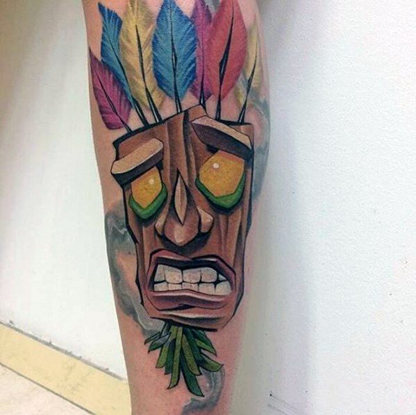 New School Forearm Guys Crash Bandicoot Tattoo Design Ideas