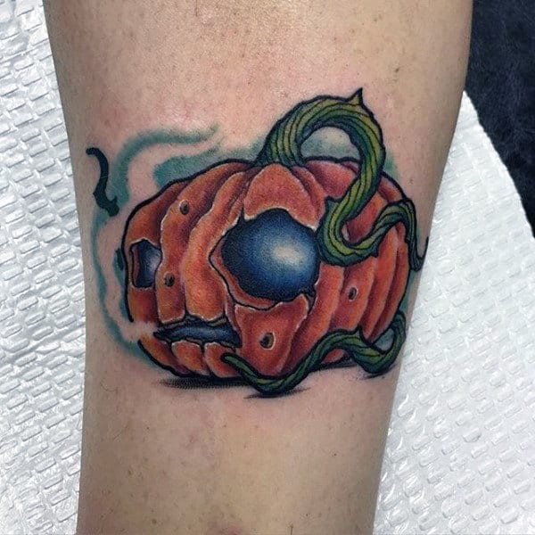 New School Male Pumpkin Arm Tattoo Ideas