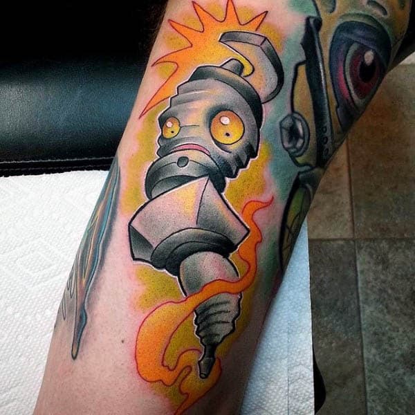 New School Mens Spark Plug Tattoos