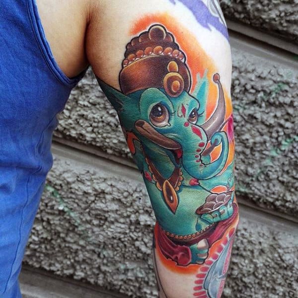 New School Mens Tricep Ganesh Tattoo Designs
