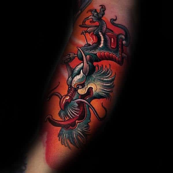 New School Modern Mens 3d Arm Dragon Tattoo