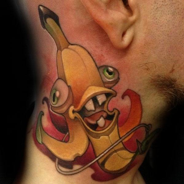 New School Neck Artistic Male Banana Tattoo Ideas