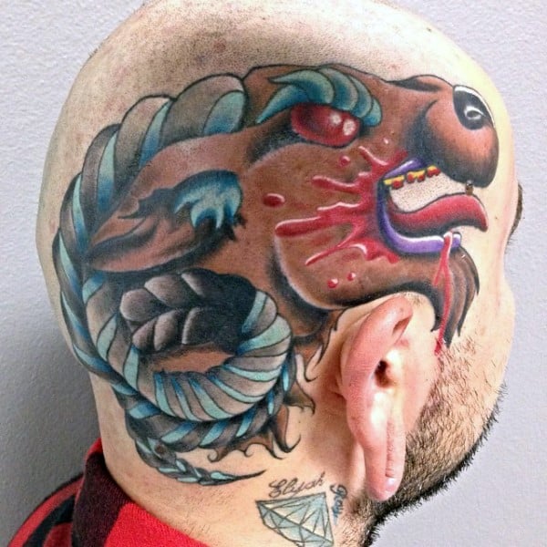 New School Ram Head Tattoo On Man