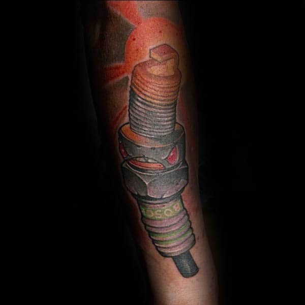 New School Spark Plug Forearm Gentlemens Tattoo Designs