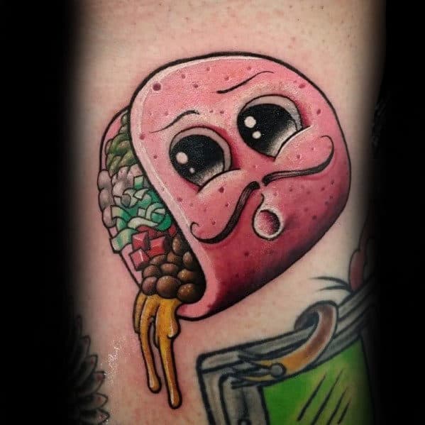 New School Taco Cartoon Style Mens Arm Tattoo