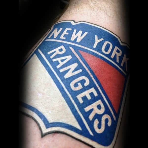 New York Rangers Logo Hockey Tattoo On Man