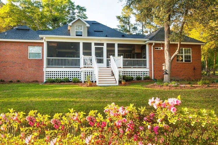screened porch with under deck