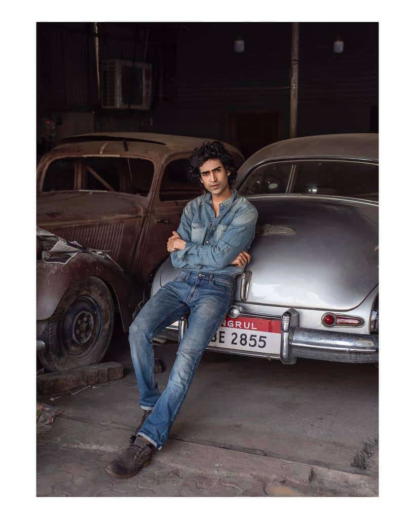 denim jacket and pants on rugged looking country outfit