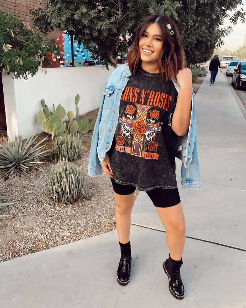 guns n roses shirt top with denim jacket black cycling