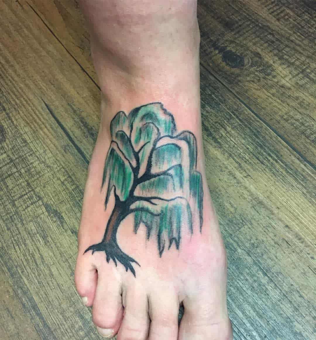 Weeping Willow Foot Tattoo