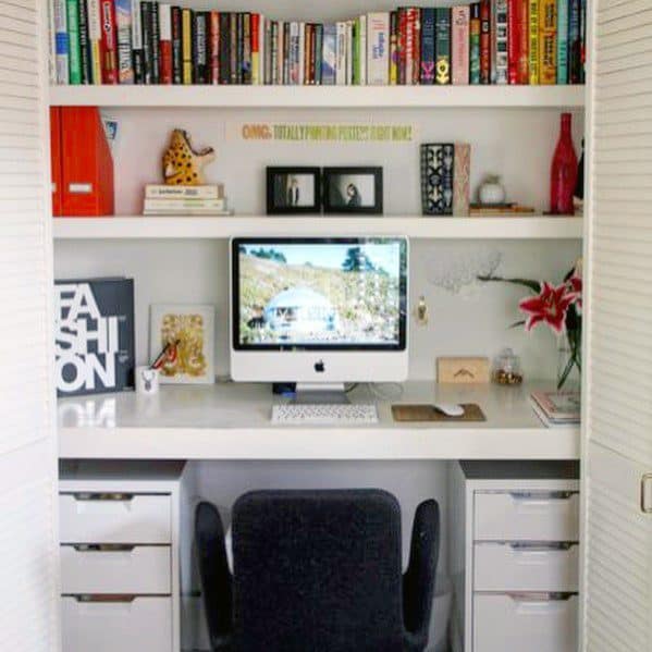 modern white closet office
