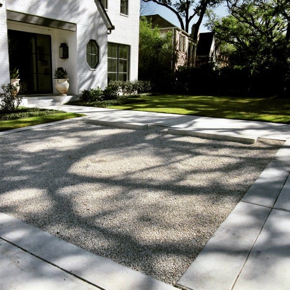 Nice Concrete And Gravel Driveway Exterior Ideas