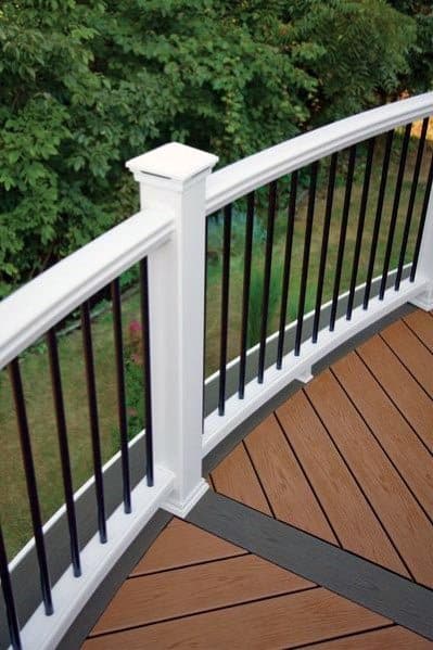 white railing black balusters balcony deck