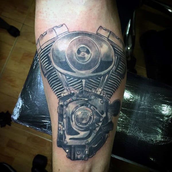 Nice Engine Tattoo Male Forearms
