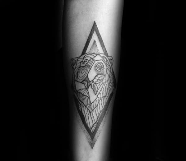 Nice Geometric Bear Forearm Tattoo Design Inspiration For Gentlemen
