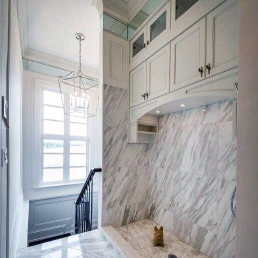 Nice Marble Tile Home Dog Wash Station Interior Ideas