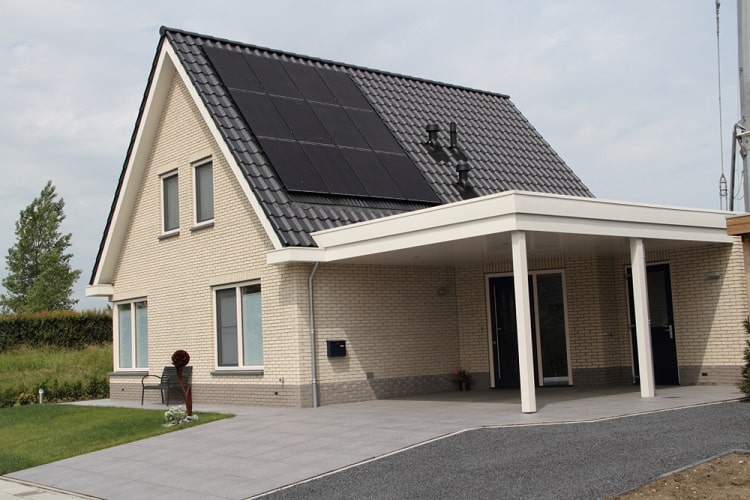 modern house solar panel carport