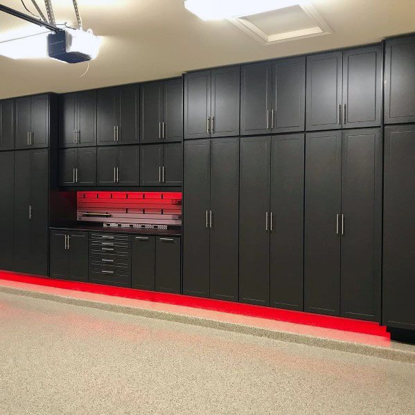 Nice Red And Black Themed Garage Cabinet Storage Ideas