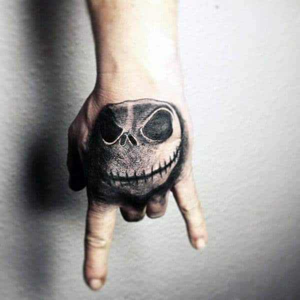 Night Before Christmas Jack Skellington Hand Tattoos For Men