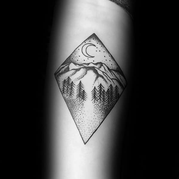 Night Sky Forest Guys Small Nature Tattoo Designs On Forearm