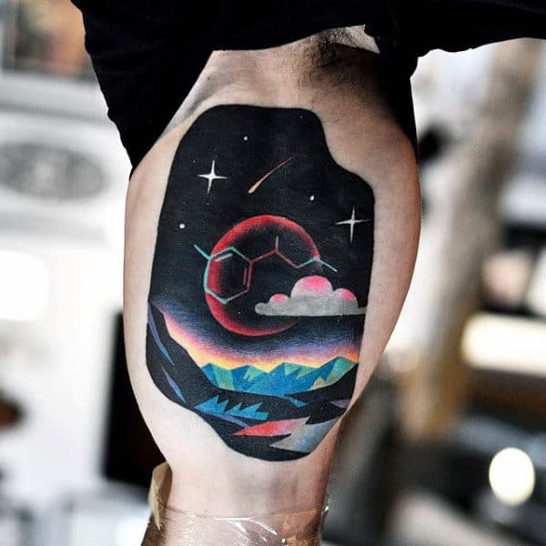 Night Sky Original Mens Colorful Inner Arm Bicep Tattoos