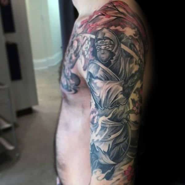 Ninja Themed Mens Full Sleeve Tattoos