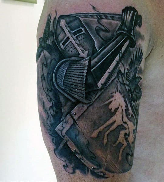 Noble Knight Tattoos For Men On Bicep
