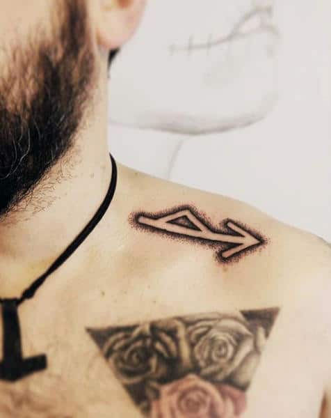 Norse Rune Collar Bone Male Tattoos