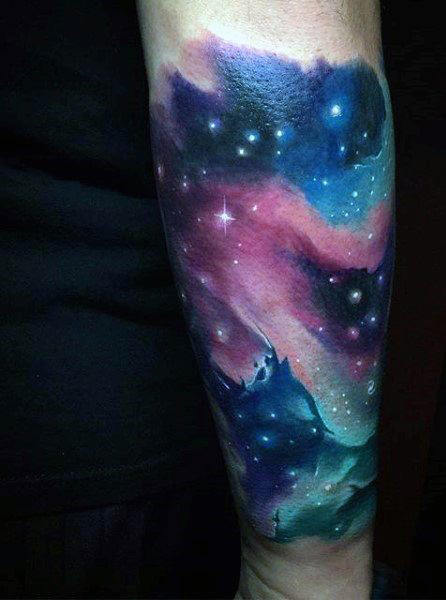 Northern Lights Sky Tattoo Mens Forearm Sleeve