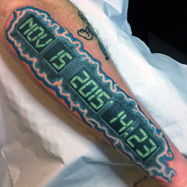Nov 15 2015 14 23 Mens Back To The Future Time Clock Outer Forearm Tattoo